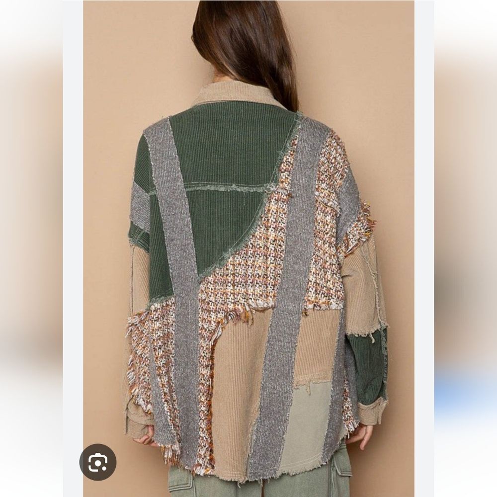 Pol Patchwork Button-Up Jacket Size M - image 3